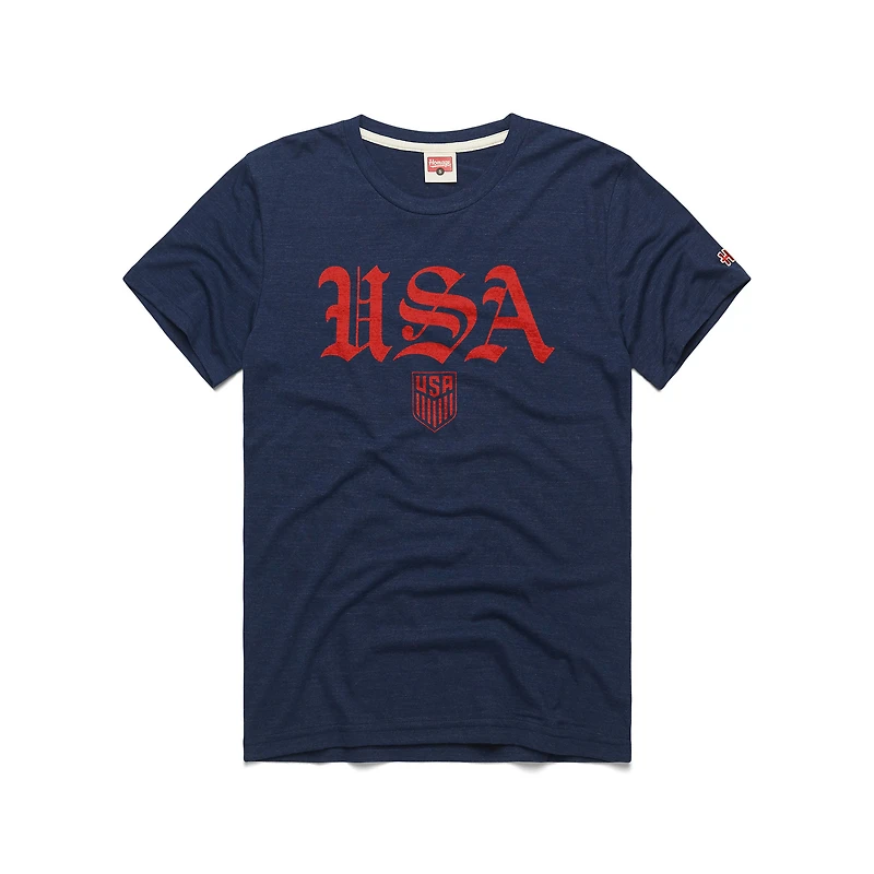 Unisex Homage Navy USMNT Old English Graphic Tri-Blend T-Shirt