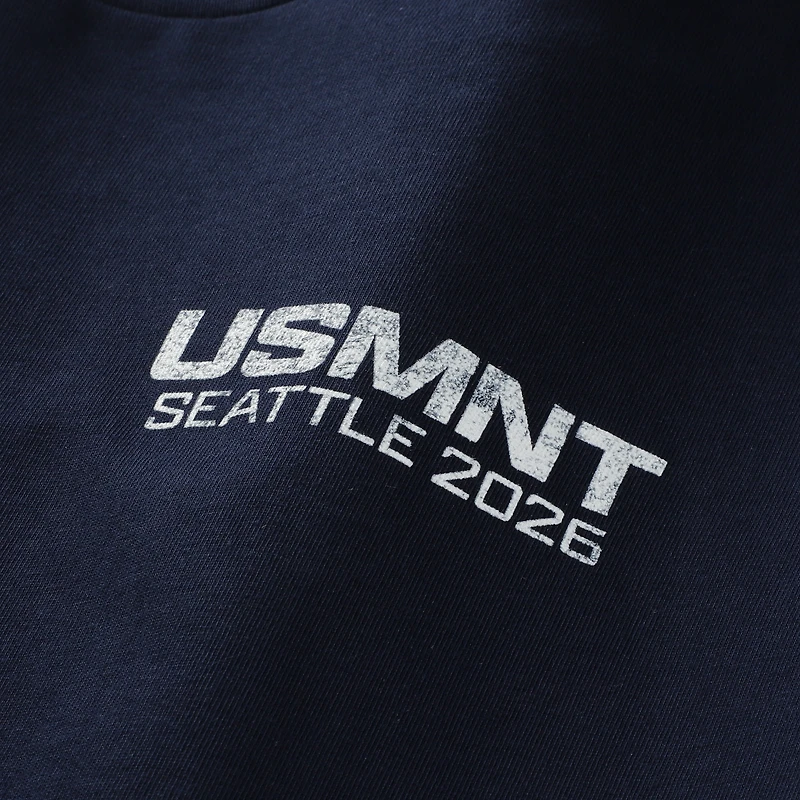 T-shirt unisexe Uscape Apparel bleu marine, ville hôte, U.S. Soccer x Seattle Crest 2026