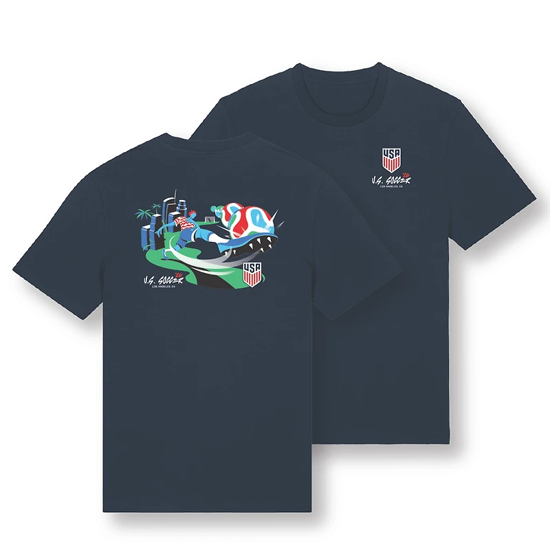 T-shirt unisexe Uscape Apparel bleu marine USMNT Coupe du Monde FIFA 2026 U.S. Soccer x Los Angeles Script