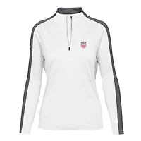 Haut à enfiler USMNT Remi blanc quart de zip pour femme Levelwear