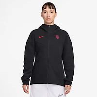 Sweat à capuche zippé Nike Tech Fleece Windrunner noir pour femme, inspiré de l'équipe nationale masculine football des États-Unis.