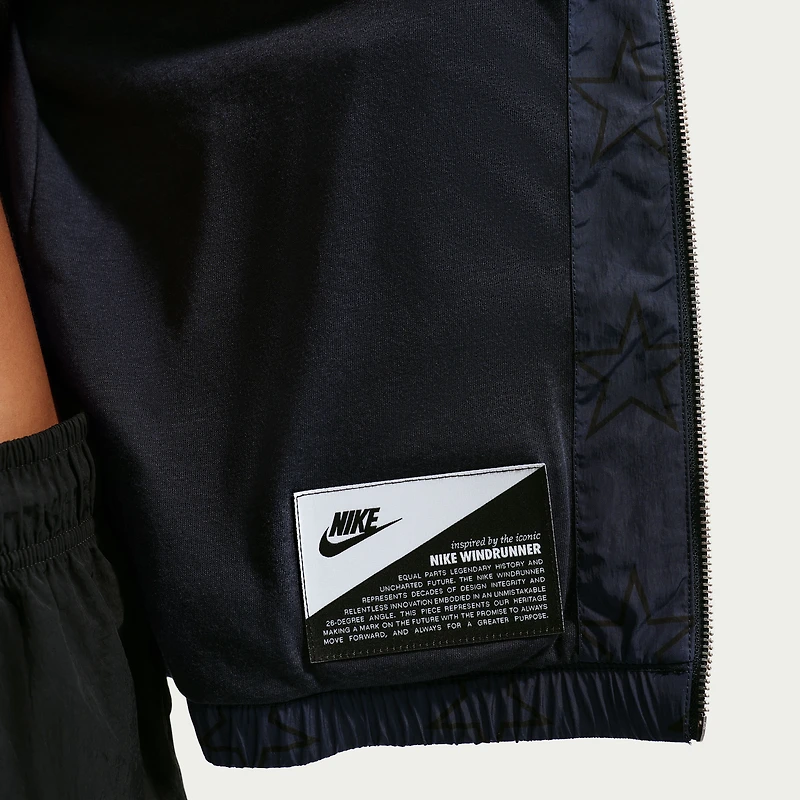 Veste coupe-vent Nike USMNT pour femme, bleu marine, protection UV, tissée et zippée.