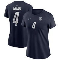 T-shirt Nike Tyler Adams bleu marine pour femme, style extérieur, avec nom et numéro de l'équipe nationale américaine football (USMNT).