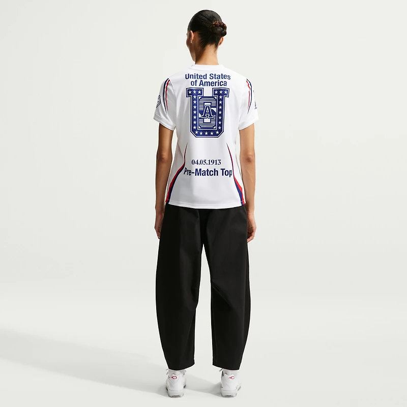 Haut d'avant-match Nike blanc USMNT x VAA 2026 Dri-FIT pour femme