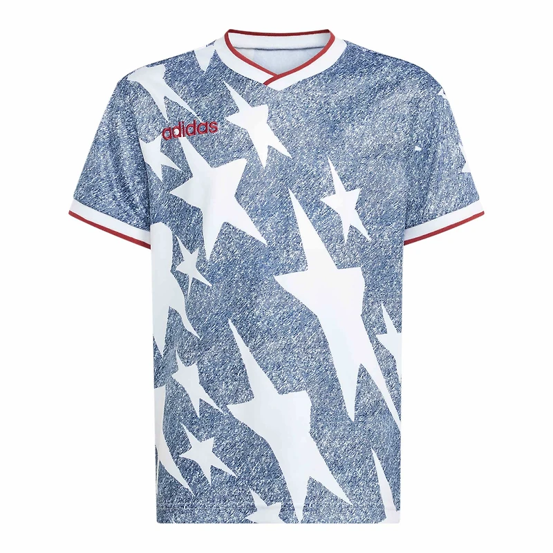 Maillot de mode graphique en denim adidas bleu USA 1994 pour jeunes