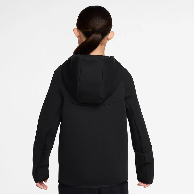 Sweat à capuche zippé Nike Tech Fleece noir pour enfant, inspiré de l'équipe nationale américaine football.