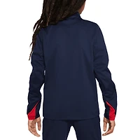 Haut à enfiler Nike USMNT 2024 Strike Drill Performance quart de zip pour jeune, bleu