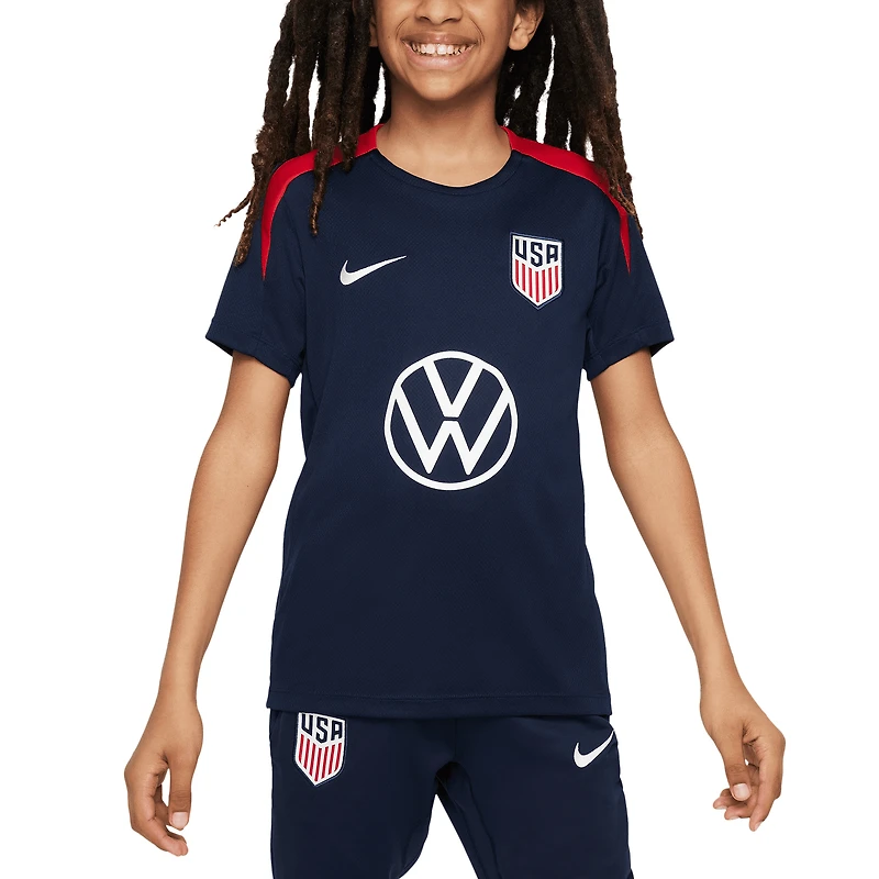 Haut Nike USMNT 2024 Strike Performance bleu pour enfant