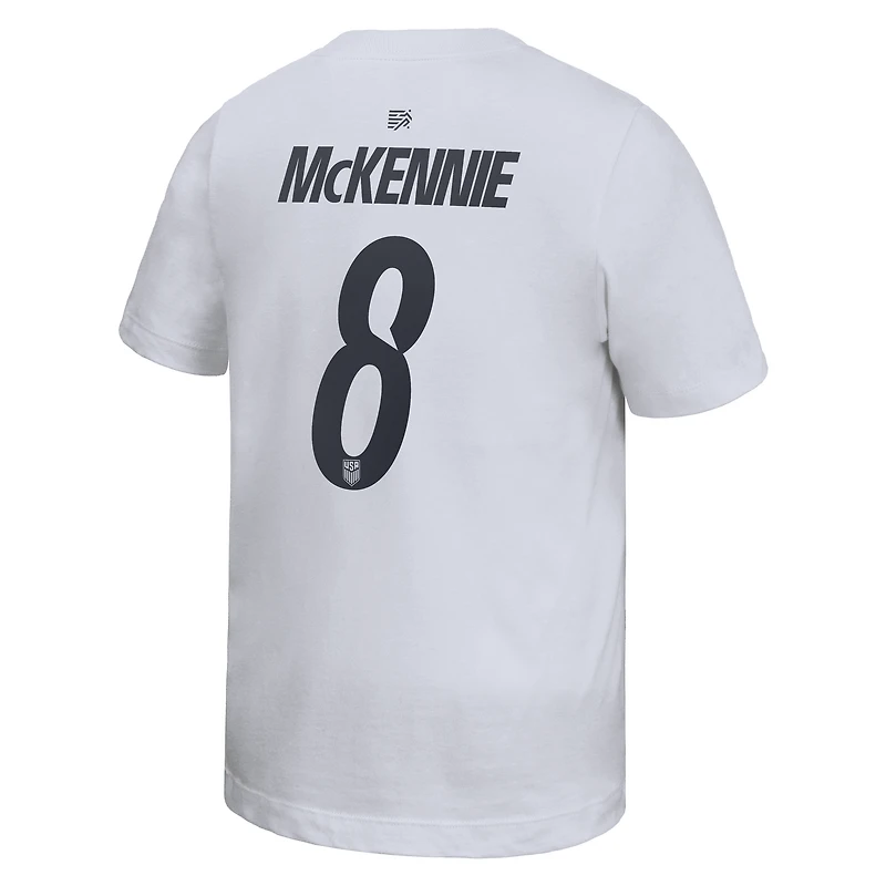 T-shirt domicile Nike Weston McKennie blanc USMNT pour enfant, nom et numéro