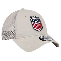Casquette réglable New Era Tan USWNT Game Day Trucker 9TWENTY pour hommes