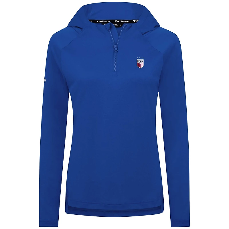 Sweat à capuche zippé quart de tour Levelwear Royal USWNT Raven pour femme