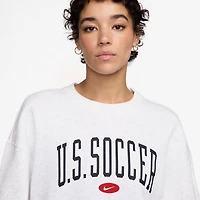 Sweat-shirt en molleton surdimensionné Nike USWNT Phoenix gris chiné pour femme