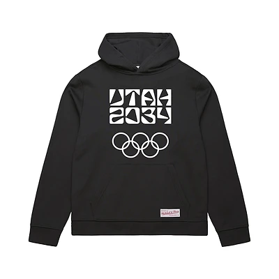 Men's Mitchell & Ness Black Utah 2034 Winter Olympics Fleece Hoodie