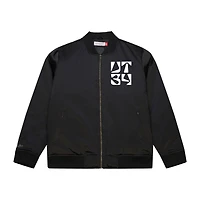 Veste bomber zippée en satin crème Mitchell & Ness pour homme, édition spéciale Jeux olympiques d'hiver de l'Utah 2034.