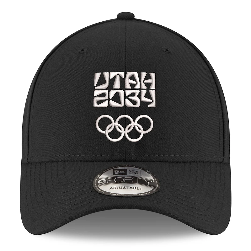 Casquette ajustable New Era Utah 2034 9FORTY noire pour homme