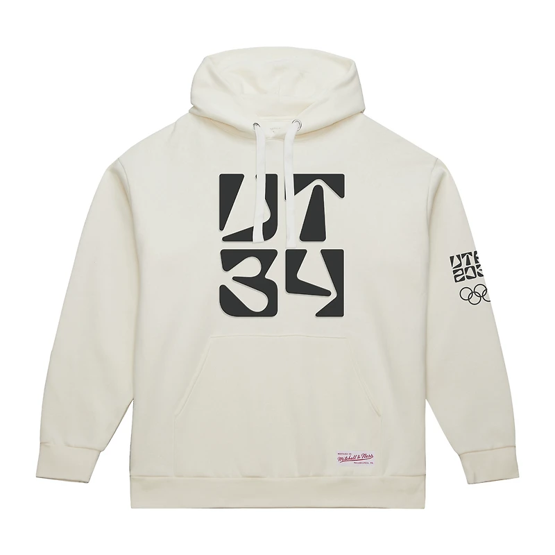 Women's Mitchell & Ness Cream Utah 2034 Winter Olympics Fleece Hoodie