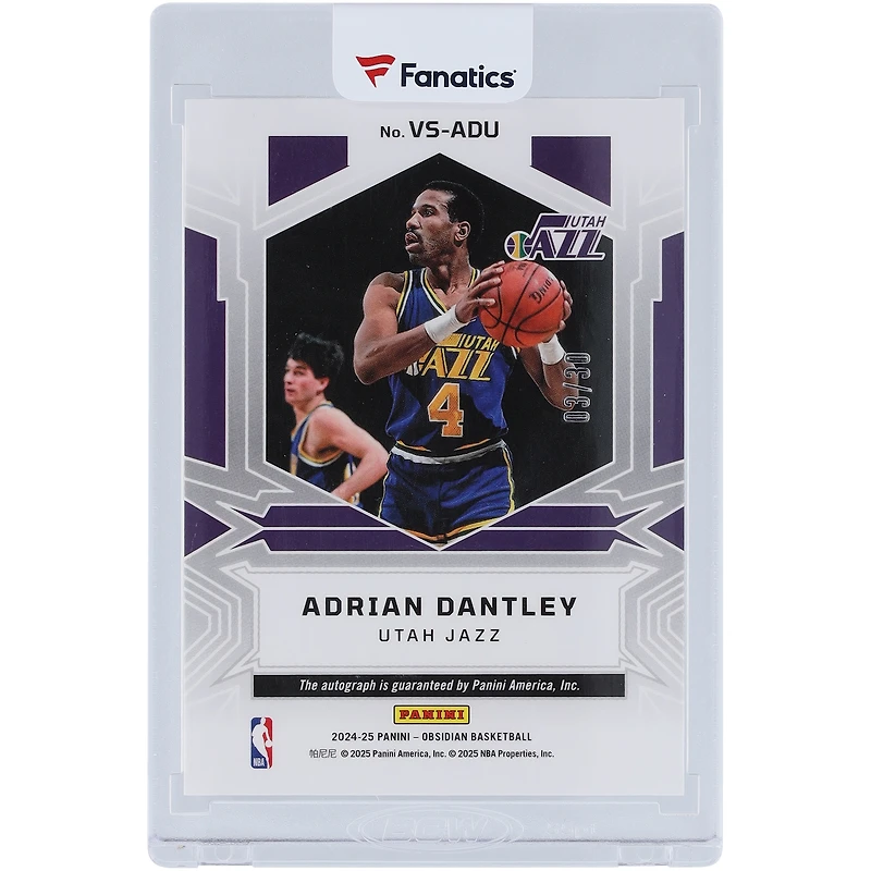 Adrian Dantley Utah Jazz Autographed 2024-25 Panini Obsidian Volcanic Electric Etch Blue Flood #VS-ADU #3/30 Card