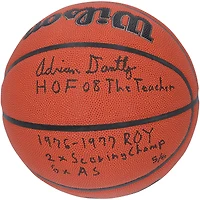 Ballon de basket-ball d'intérieur/extérieur Wilson Authentic Series autographié par Adrian Dantley, Utah Jazz, avec plusieurs inscriptions