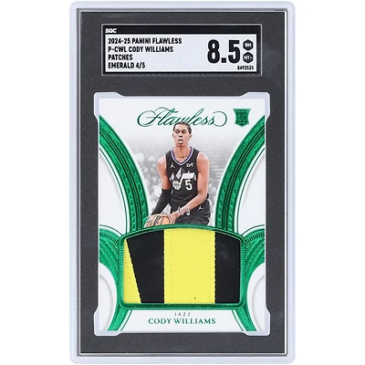 Carte de recrue Cody Williams Utah Jazz 2024-25 Panini Flawless Dual-Color Relic Emerald #P-CWL #4/5 authentifiée SGC 8.5