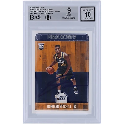 Donovan Mitchell Utah Jazz Autographed 2017-18 Panini Hoops #263 Beckett Fanatics Witnessed Authenticated 9/10 Rookie Card