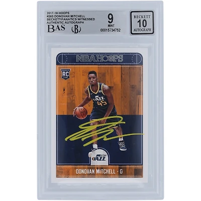 Donovan Mitchell Utah Jazz Autographed 2017-18 Panini Hoops Yellow Ink #263 Beckett Fanatics Witnessed Authenticated 9/10 Rookie Card