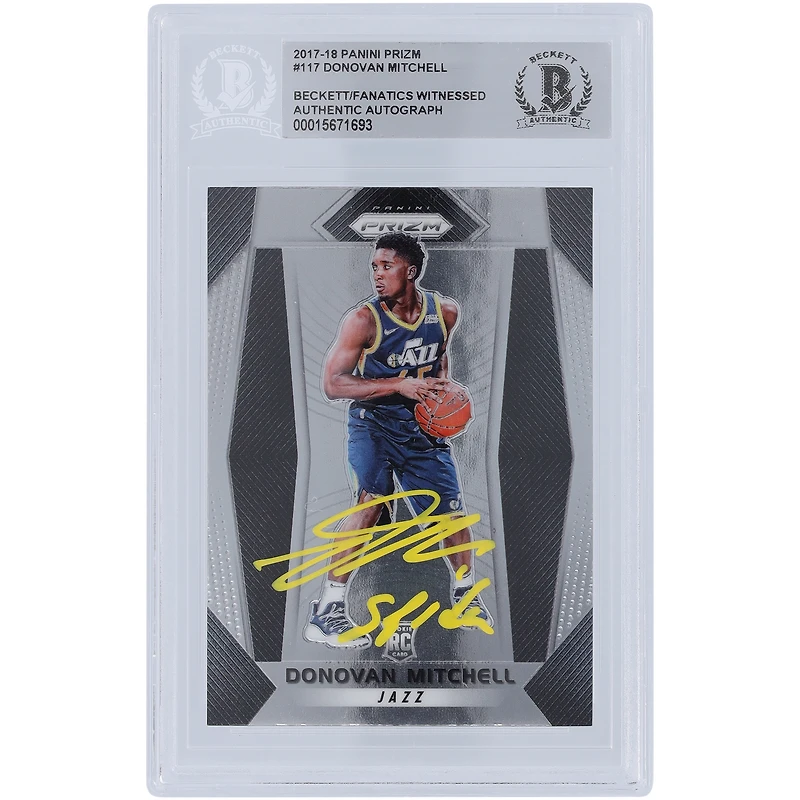 Donovan Mitchell Utah Jazz Autographed 2017-18 Panini Prizm #117 Beckett Fanatics Witnessed Authenticated Rookie Card with ''SPIDA'' Inscription