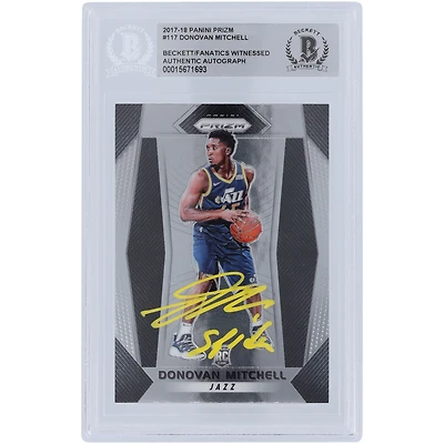 Donovan Mitchell Utah Jazz Autographed 2017-18 Panini Prizm #117 Beckett Fanatics Witnessed Authenticated Rookie Card with ''SPIDA'' Inscription
