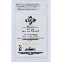 Donovan Mitchell Utah Jazz Autographed 2018-19 Panini Court Kings Yellow Printing Plate #4 #1/1 Beckett Fanatics Witnessed Authenticated Card 