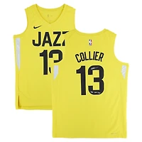 Maillot Nike Icon Swingman jaune dédicacé par Isaiah Collier des Utah Jazz pour la saison 2023-24, avec inscription « 29e choix »