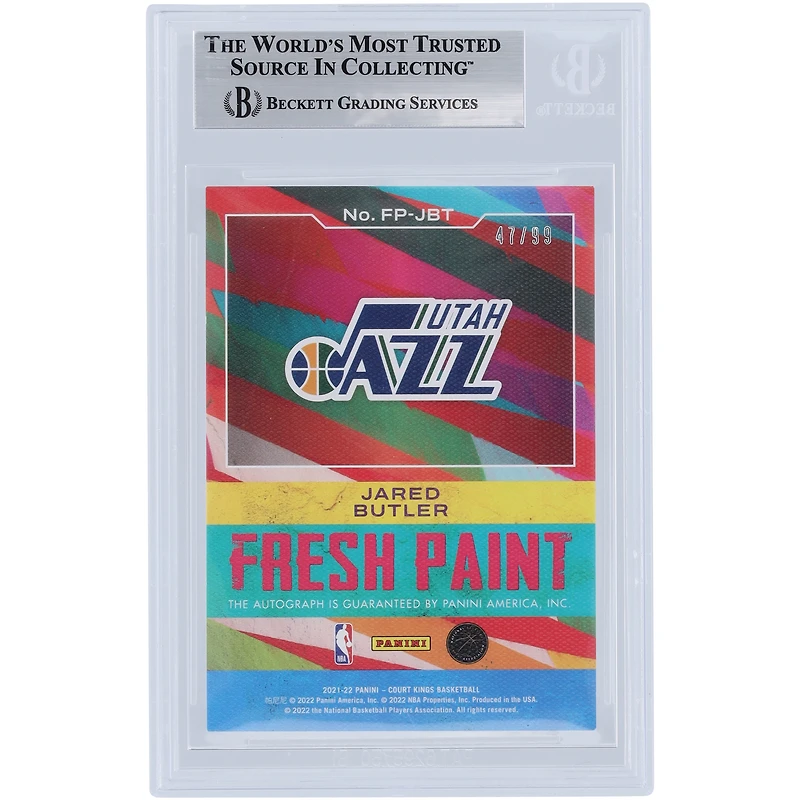 Jared Butler Utah Jazz Autographed 2021-22 Panini Court Kings Fresh Paint #FP-JBT #47/99 BGS Authenticated 8.5 Rookie Card 