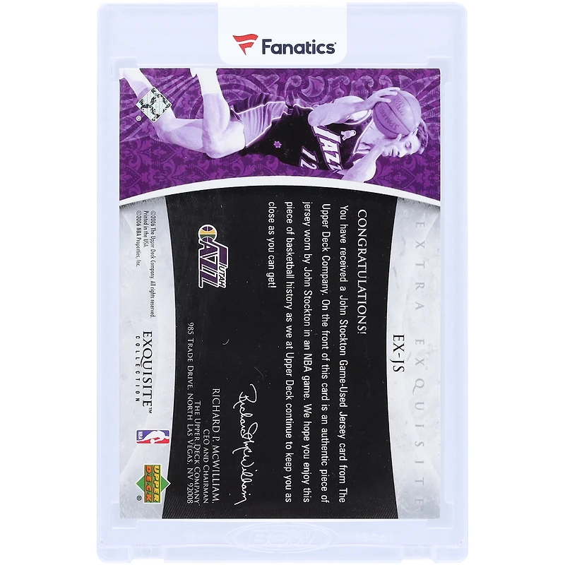 John Stockton Utah Jazz 2005-06 Upper Deck Exquisite Collection Extra Exquisite Material Relic #EX-JS #7/25 Card