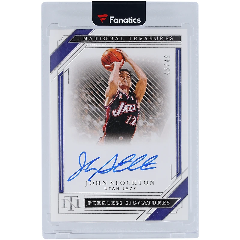 Carte autographiée de John Stockton (Utah Jazz) 2020-21 Panini National Treasures Peerless Signatures #PE-JST #45/49