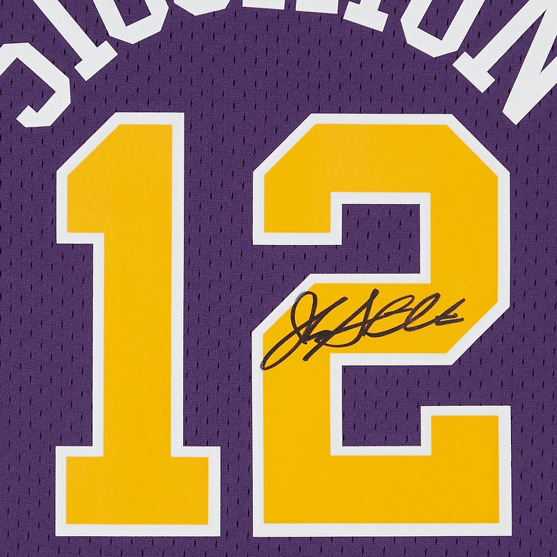 Maillot Swingman violet autographié par John Stockton du Utah Jazz 1991-92 de Mitchell & Ness