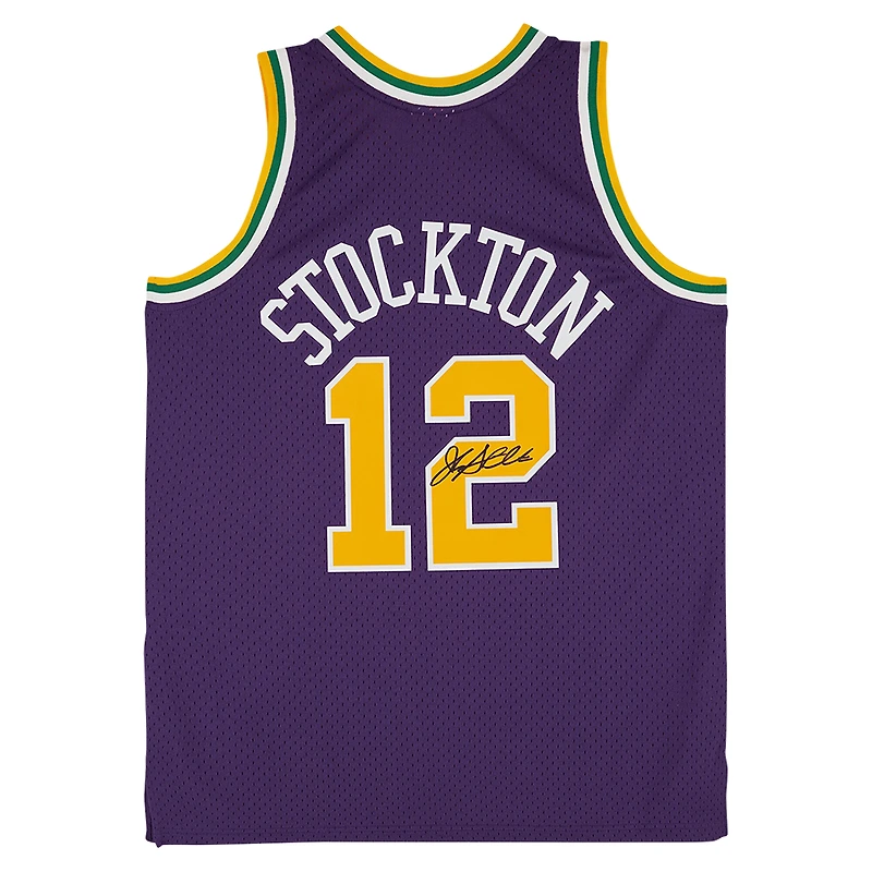 John Stockton Utah Jazz Autographed Mitchell & Ness 1991-92 Purple Swingman Jersey