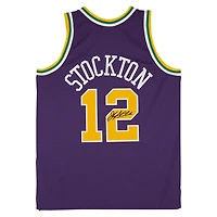 John Stockton Utah Jazz Autographed Mitchell & Ness 1991-92 Purple Swingman Jersey