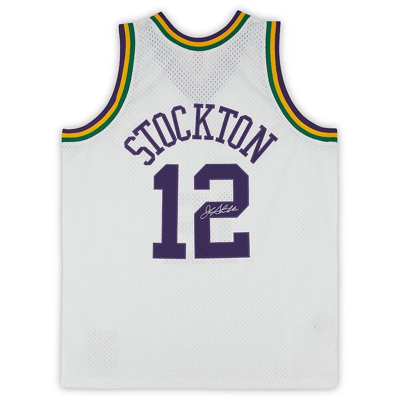 John Stockton Utah Jazz Autographed Mitchell & Ness 1991-92 White Swingman Jersey