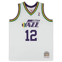 Maillot Swingman blanc autographié par John Stockton du Utah Jazz 1991-92 de Mitchell & Ness