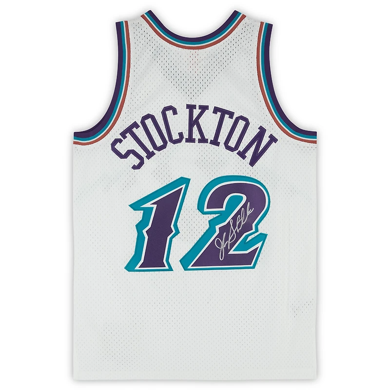 John Stockton Utah Jazz Autographed Mitchell & Ness 1996-97 White Swingman Jersey