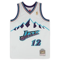 Maillot Swingman blanc autographié par John Stockton du Utah Jazz - de Mitchell & Ness