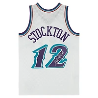 Maillot Swingman blanc autographié par John Stockton du Utah Jazz - de Mitchell & Ness