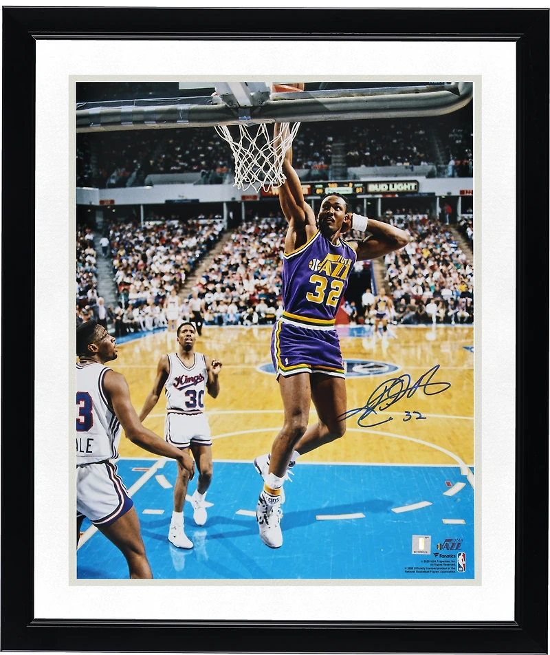 Karl Malone Utah Jazz Autographed 16" x 20" Signature Dunk vs Sacramento Kings Photograph