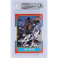 Karl Malone Utah Jazz Autographed 1986-87 Fleer White Ink #68 Beckett Fanatics Witnessed Authenticated Rookie Card 