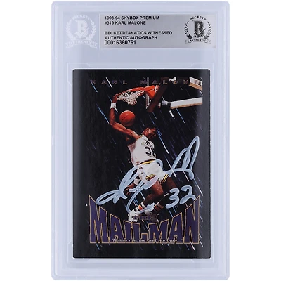 Karl Malone Utah Jazz Autographed 1993-94 Skybox Premium #319 Beckett Fanatics Witnessed Authenticated Card 