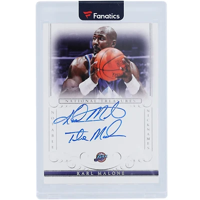 Karl Malone Utah Jazz Autographed 2013-14 Panini National Treasures Notable Nicknames #NN-KM #14/49 Card with "The Mailman" Inscription