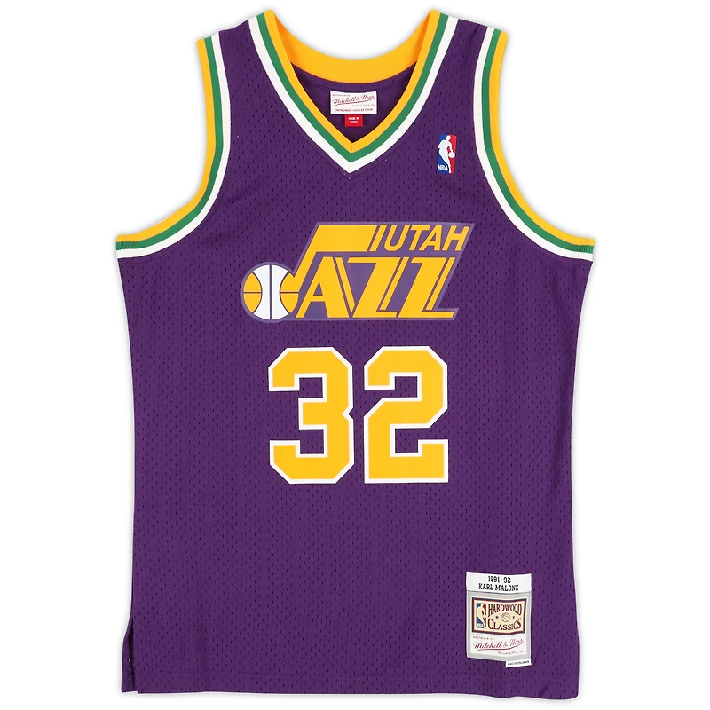 Karl Malone Utah Jazz Autographed Mitchell & Ness Purple 1991 Road Swingman Jersey with Multiple Inscriptions - Limited Edition of 10