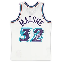 Karl Malone Utah Jazz Autographed Mitchell & Ness White 1996 Swingman Jersey