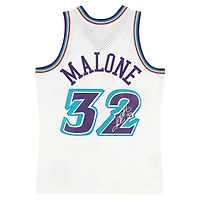 Karl Malone Utah Jazz Autographed Mitchell & Ness White 1996 Swingman Jersey