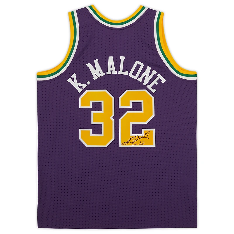 Maillot Swingman autographié violet Mitchell & Ness 1991-92 du Utah Jazz par Karl Malone