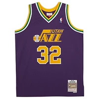 Maillot Swingman autographié violet Mitchell & Ness 1991-92 du Utah Jazz par Karl Malone