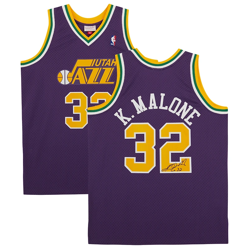 Maillot Swingman autographié violet Mitchell & Ness 1991-92 du Utah Jazz par Karl Malone